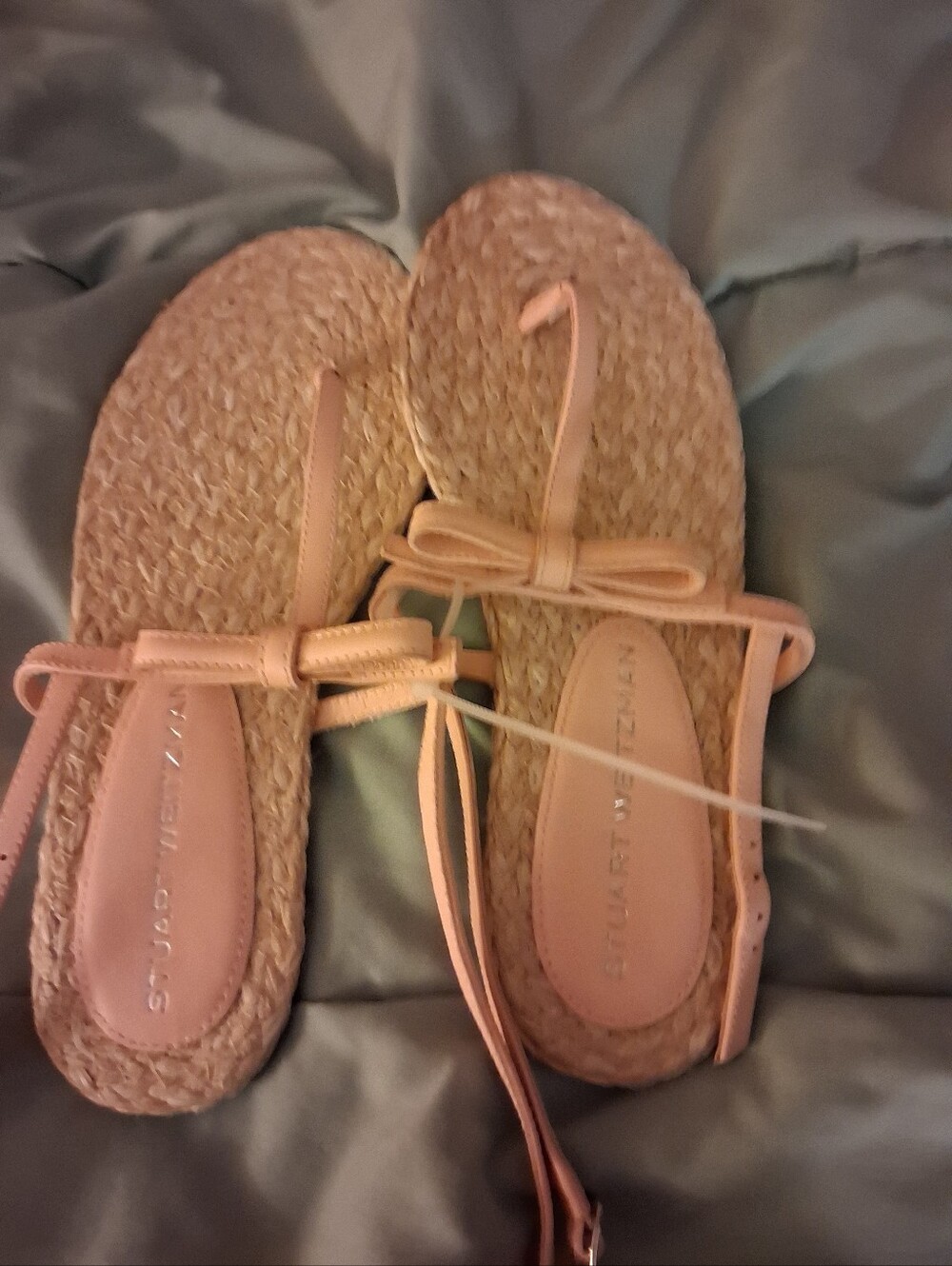 Stuart Weitzman Blush Pink Braided Espadrille Sandals